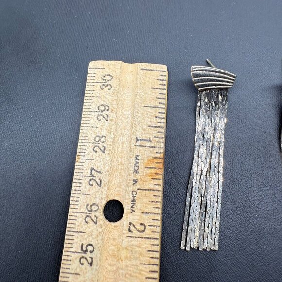 Tassel Fringe Chain Dangle Drop Long Earrings Gold Tone Festival Party/ Cocktail - Picture 6 of 6